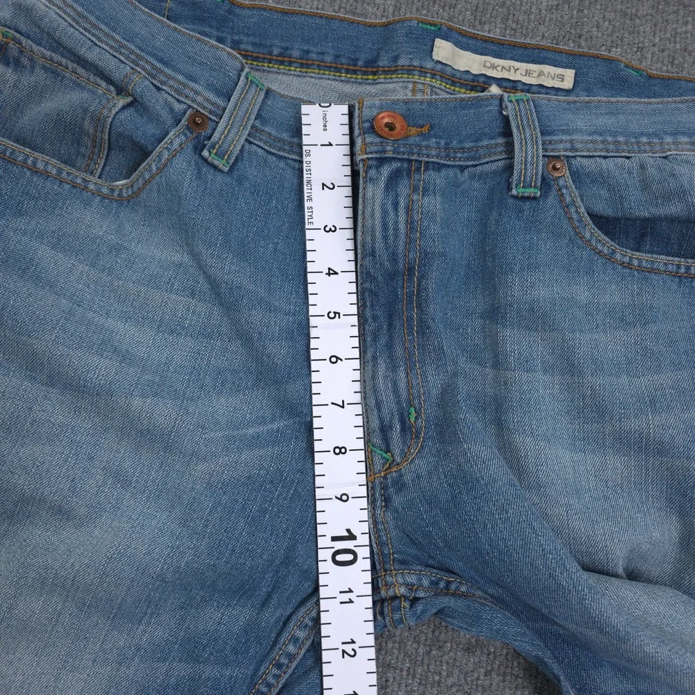 DKNY Jeans Mens 38X32 Blue Denim Straight Leg Mid Rise Cotton Casual Classic